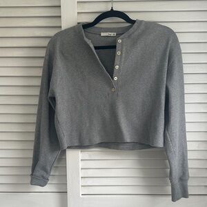 Wilfred Gray Cropped Henley Sweater Shirt